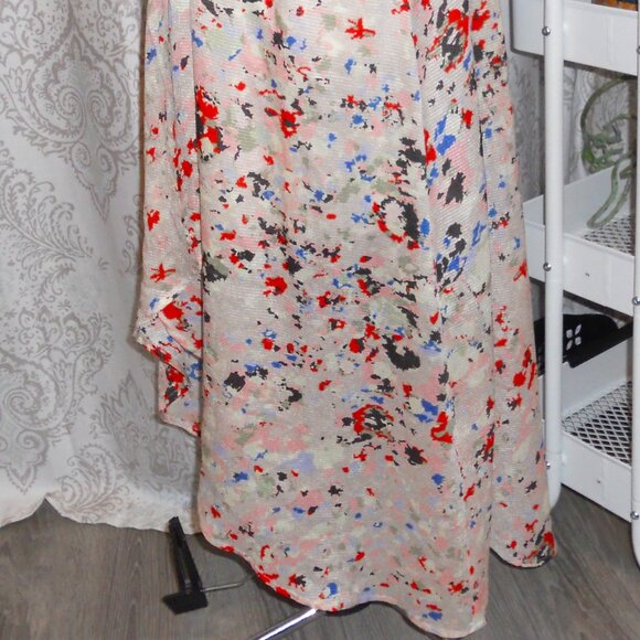 BCBGeneration 2 Pink Paint Splatter Wrap Skirt High Low Hemline - Picture 2 of 7